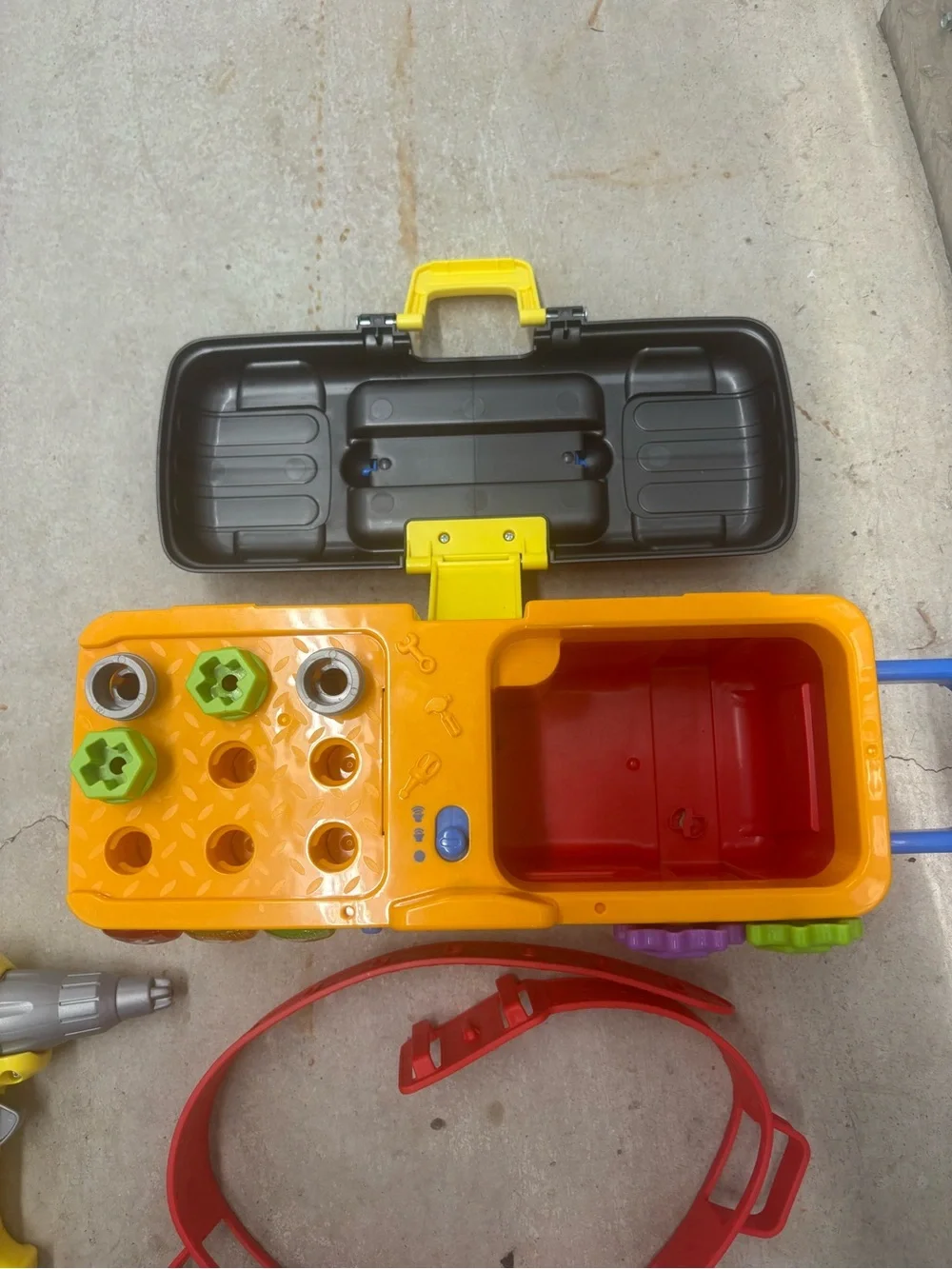 VTech Drill & Learn Toolbox Pro Pretend Play Tool Set w/ Toy Drill, Red Belt